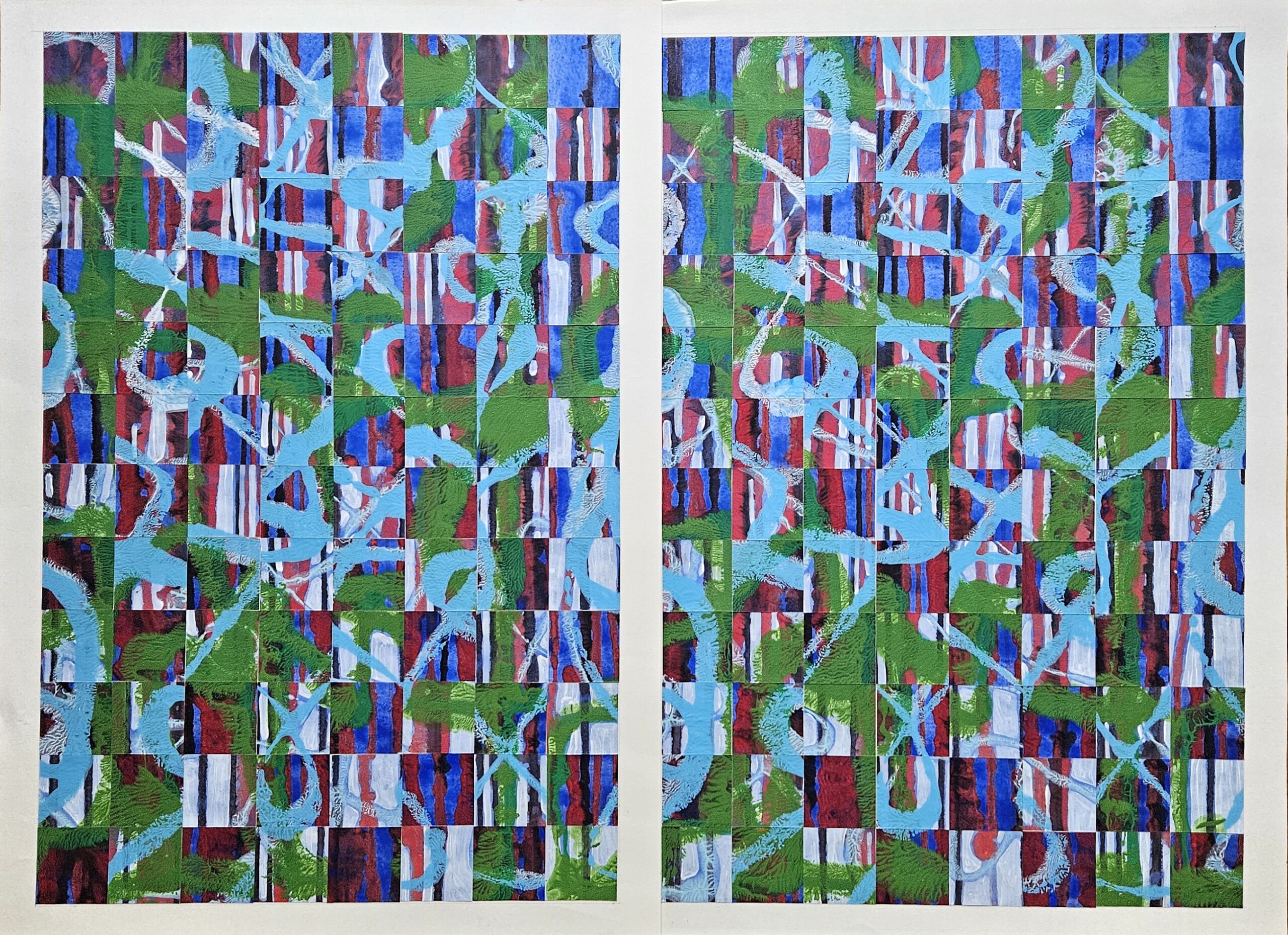 Coled-pressed, 2023, 84 x 61 cm, Acryl on paper collage