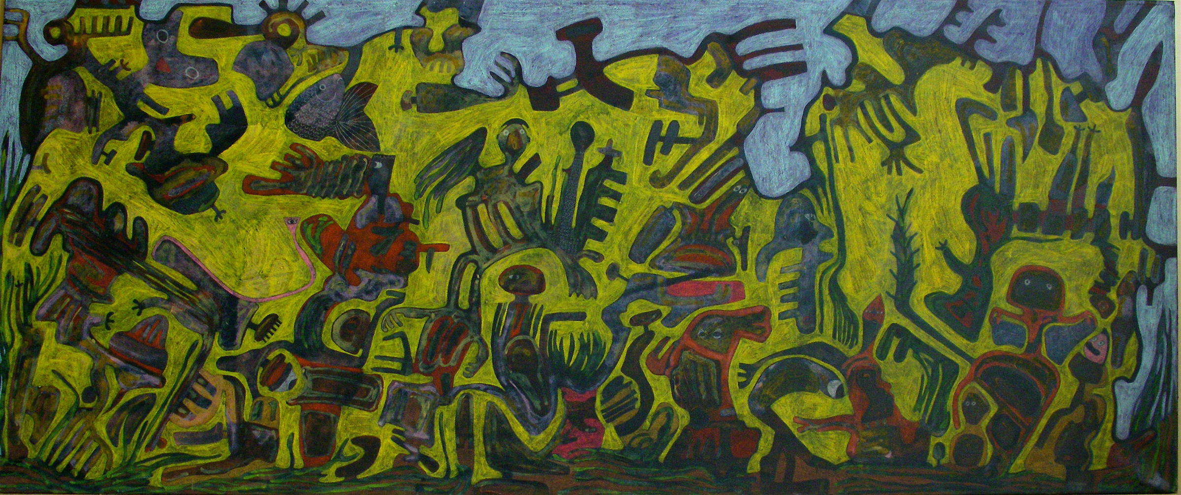 Flußufer / Riverside, 1993, 180 x 80 cm, Acryl and crayons on Canvas